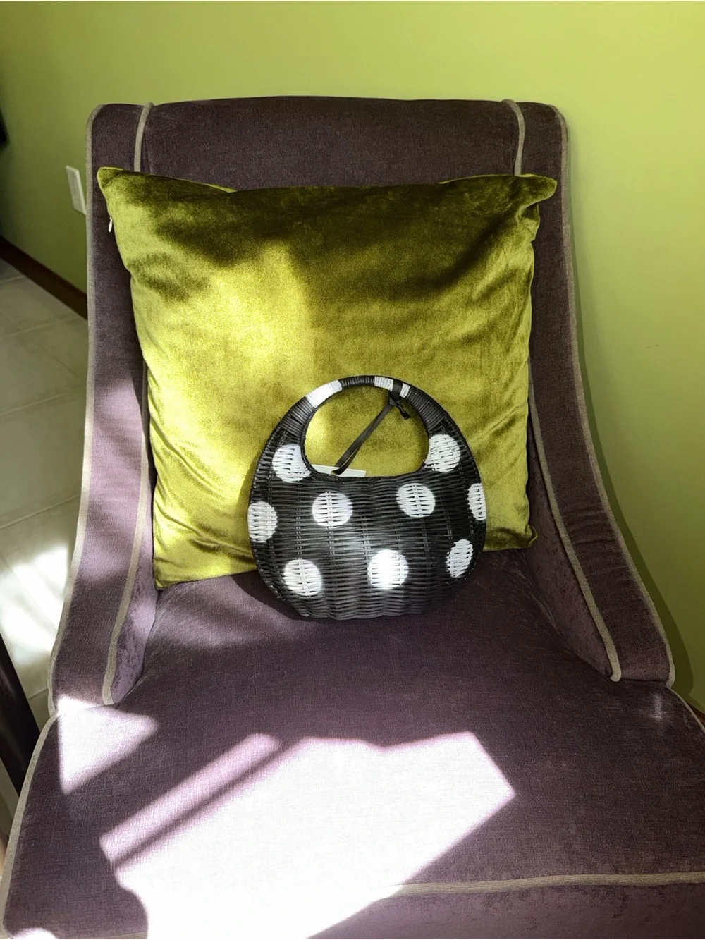 kate spade Black and White Polka Dot Mini Woven Bag